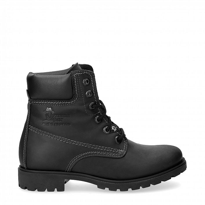 Panama 03 Black Napa Grass, Lace-up boots in black with leather lining
