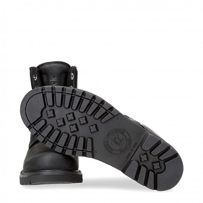 Panama 03 Black Nobuck, Flat women's Boot  WATERPROOF Black Nobuck Leather.