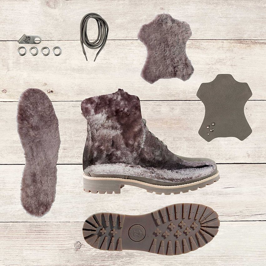 Panama 03 Igloo Grey Nobuck, Flat women's Boot with Removable anatomical insole.