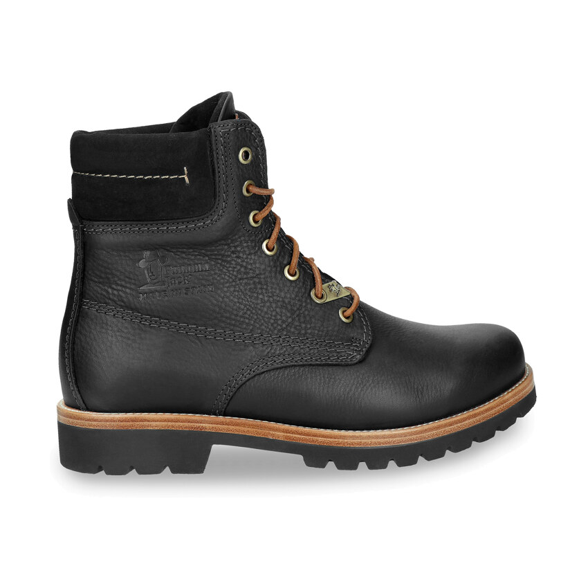 Panama 03 Igloo Black Napa Grass, Lace-up boots in black with sheepskin lining
