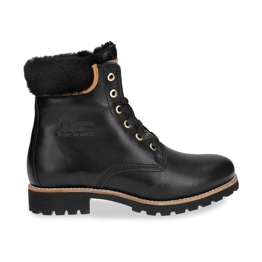 Panama 03 Igloo Trav Black Napa, Leather boots with sheepskin lining