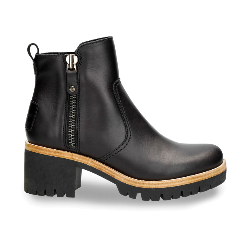 Pauline Black Napa, Leather ankle boots with leather lining