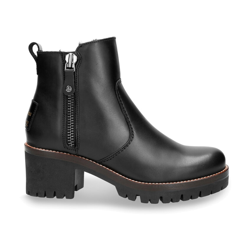 Pauline Igloo Trav Black Napa, Leather boots with sheepskin lining