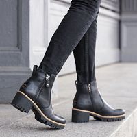 Pauline Trav Black Napa, Leather ankle boots with warm lining