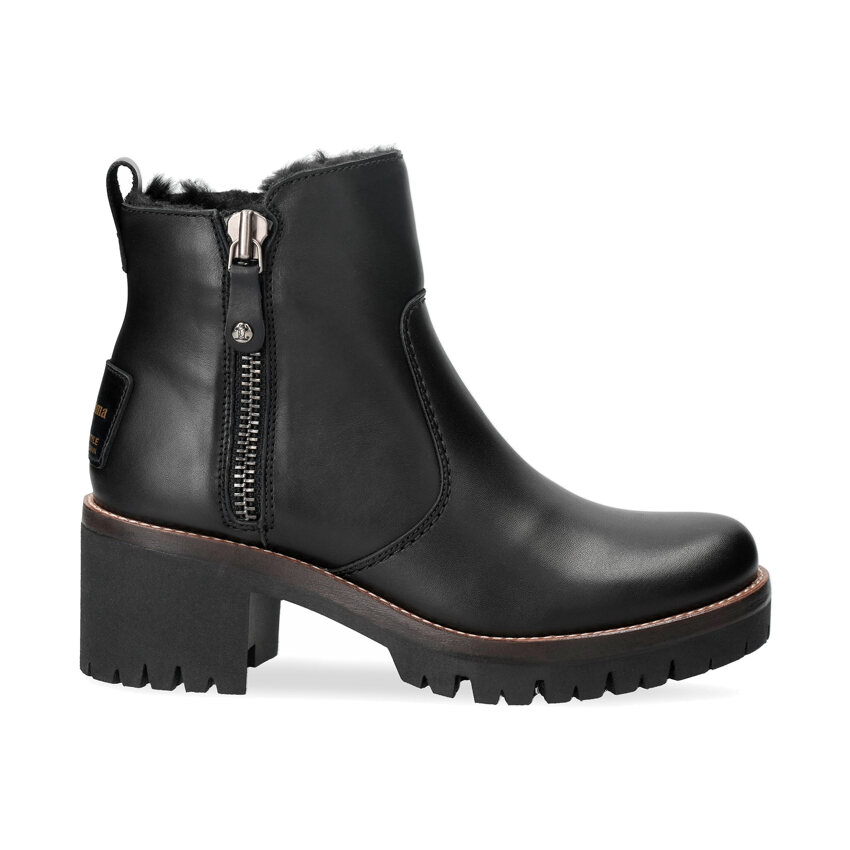 Pauline Trav Black Napa, Leather boots with warm lining