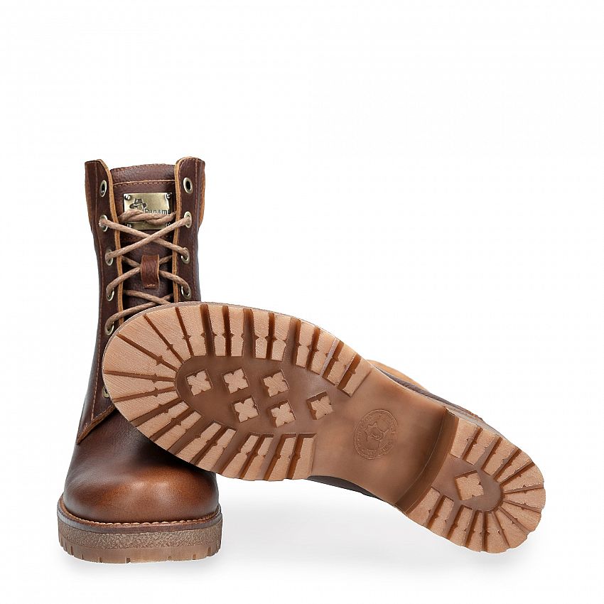 Phoebe Bark Napa Grass, Women's Boot with heel  WATERPROOF Tan Oiled Napa Leather.
