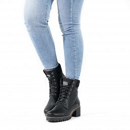 Phoebe Black Napa, Women's Boot with heel