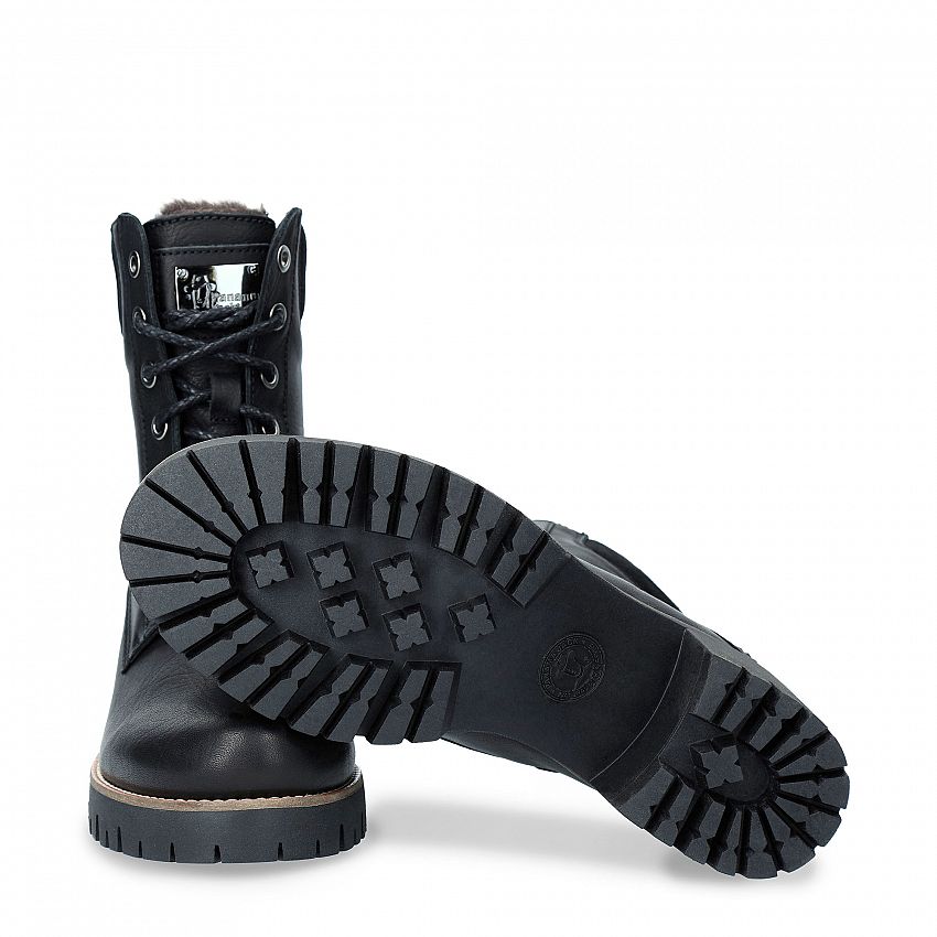 Phoebe Black Napa, Women's Boot with heel  WATERPROOF Black Napa Leather.