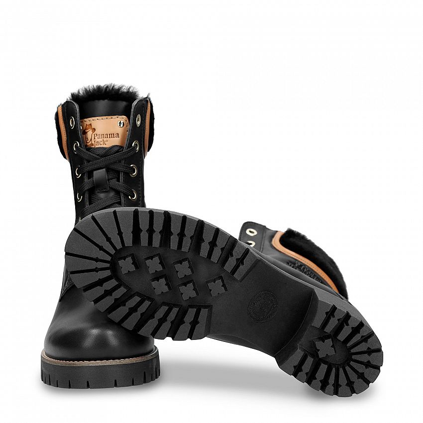 Phoebe Igloo Trav Black Napa, Women's Boot with heel  WATERPROOF Black Napa Leather.
