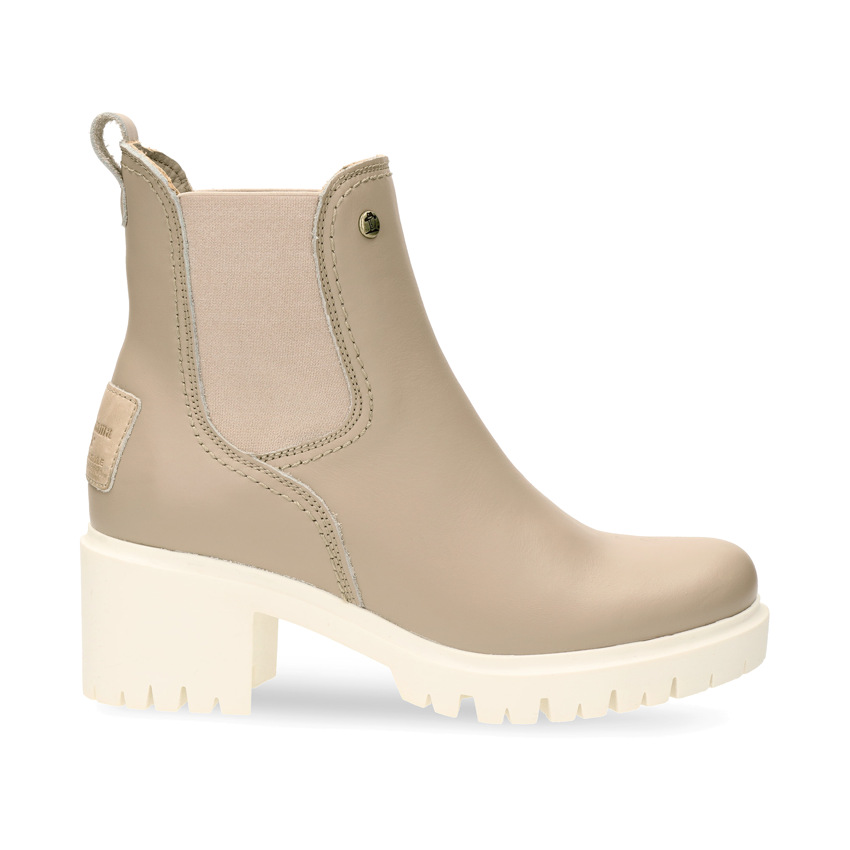 Pia Taupe Napa, Leather ankle boots with leather lining