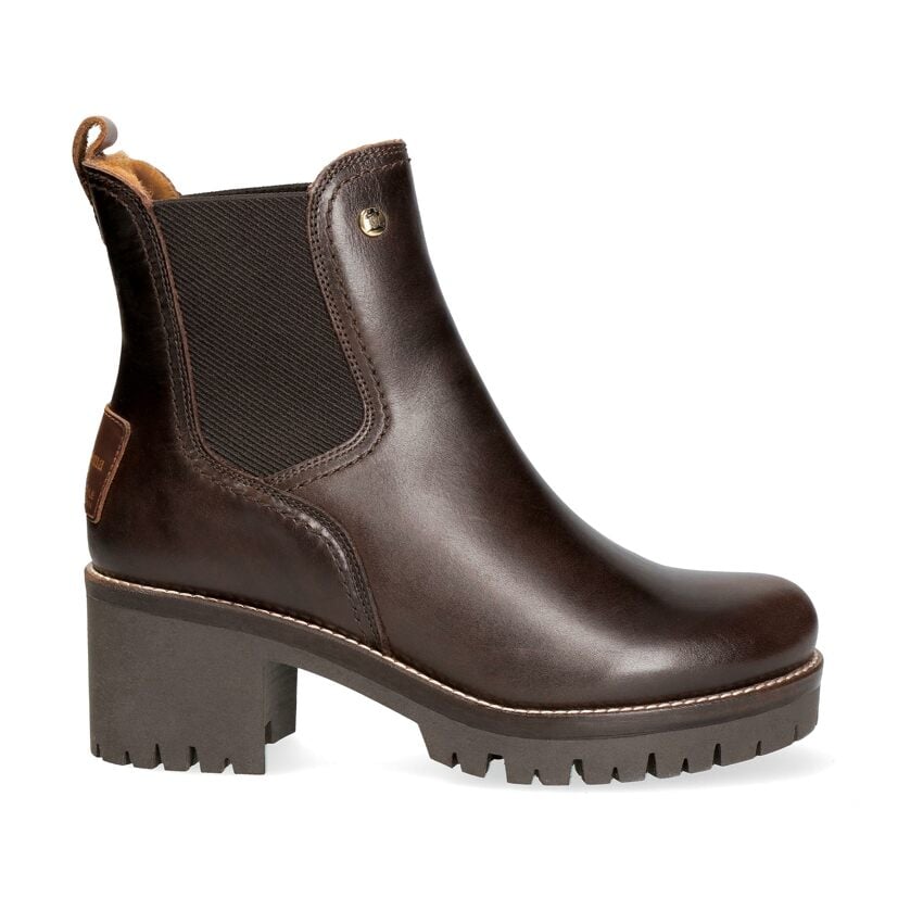 Pia Igloo Brk Brown Pull-Up, Leather Chelsea boots with 100% sheepskin lining