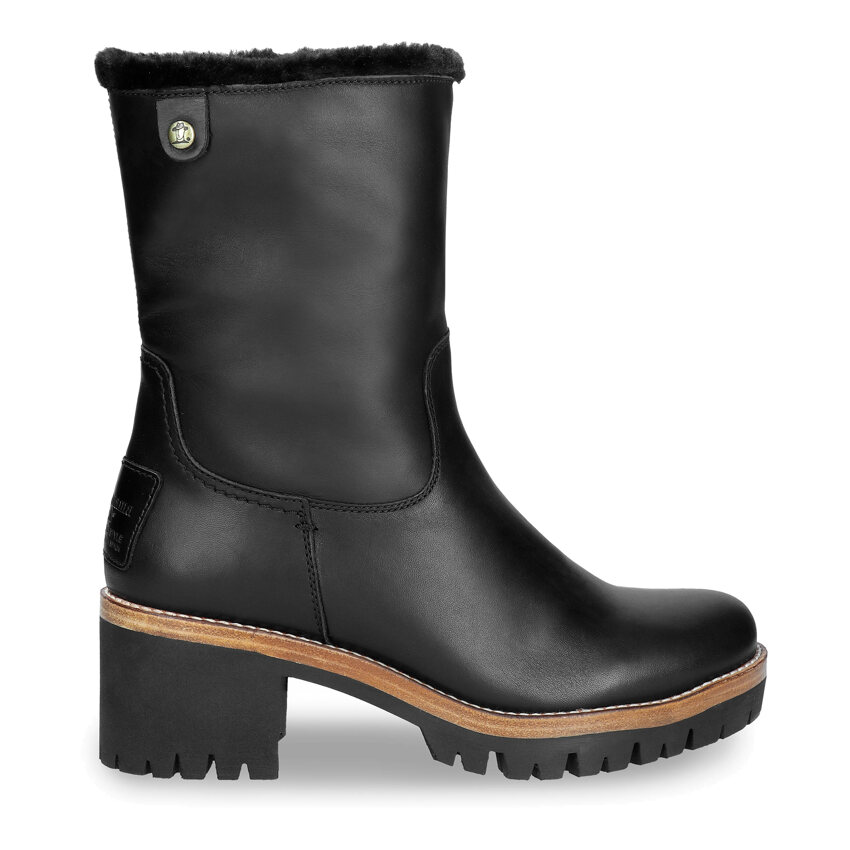 Piola Black Napa, Leather boots with warm lining