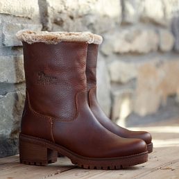 Piola Bark Napa Grass, Leather boots with warm lining