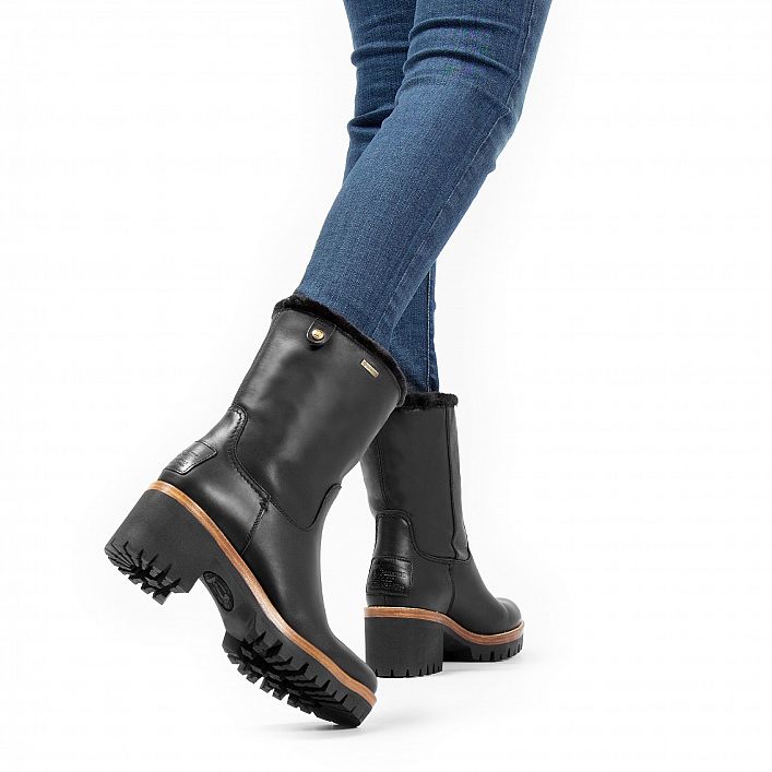Piola Gtx Black Napa, Women's Boot with heel Made in Spain