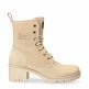 Polonia Beige Velour, Womens beige suede leather boots with heel