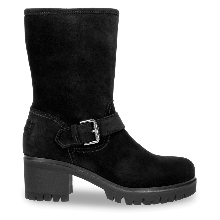 Pompeya Black Velour, Leather boots with leather lining