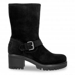 Pompeya Black Velour, Leather boots with leather lining