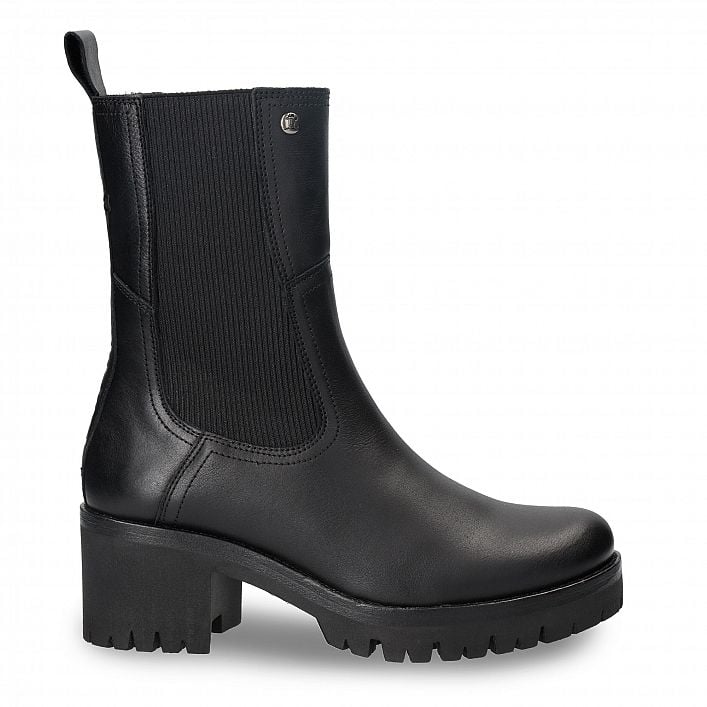 Poppy Black Napa, Leather Chelsea boots with leather lining