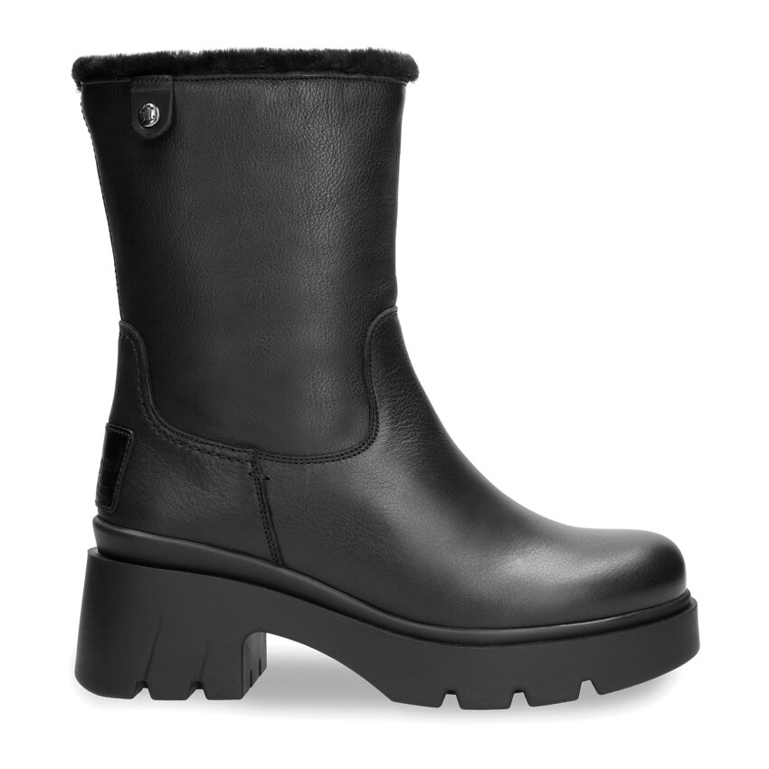 Priya Black Napa, Leather boots with warm lining