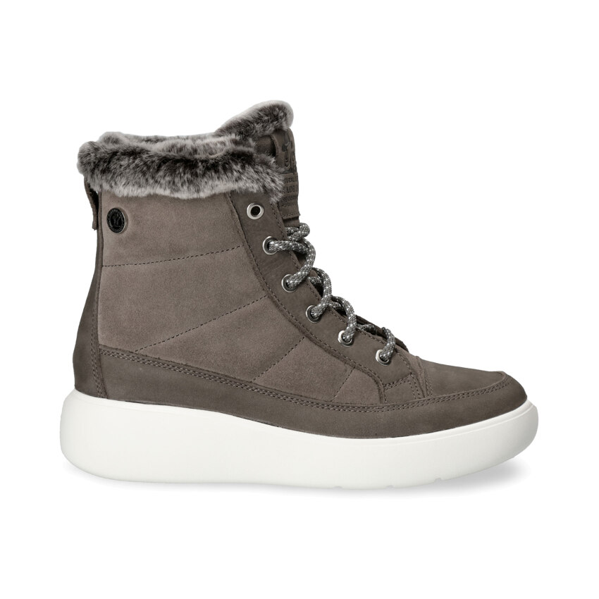 Raquel Grey Nobuck, Leather ankle boots with leather lining