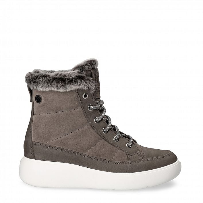 Raquel Grey Nobuck, Leather boots with leather lining