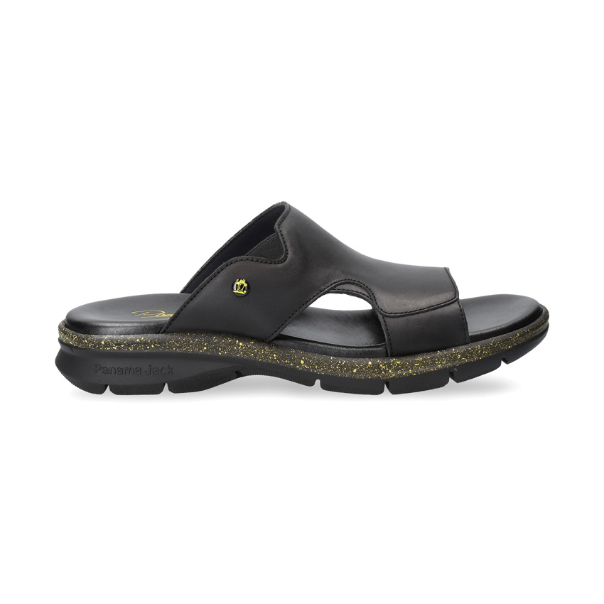 Robin B&Y Black Napa, Man sandals in leather with lycra lining