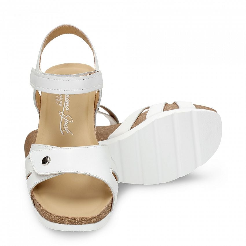 Romy White Napa, Wedge sandals  White Napa Leather.