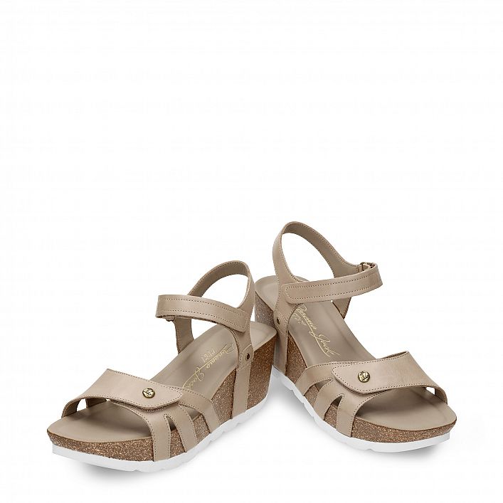 Romy Taupe Napa, Wedge sandals Made in Spain