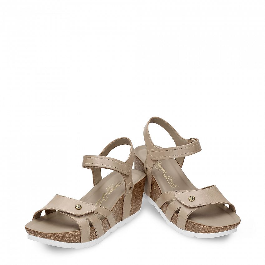Romy Taupe Napa, Wedge sandals Made in Spain