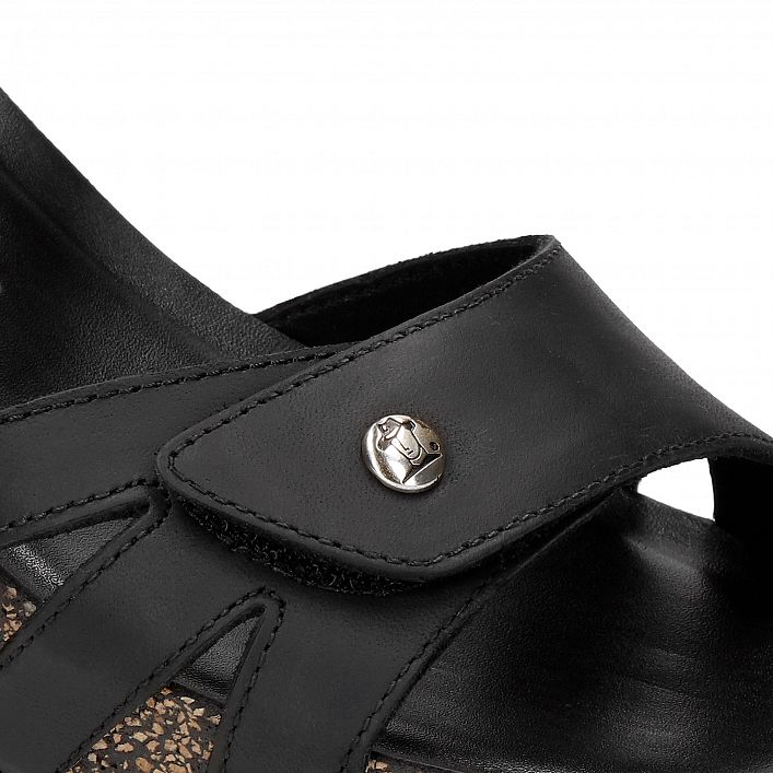 Romy Black Napa Grass, Wedge sandals with Anatomical insole.