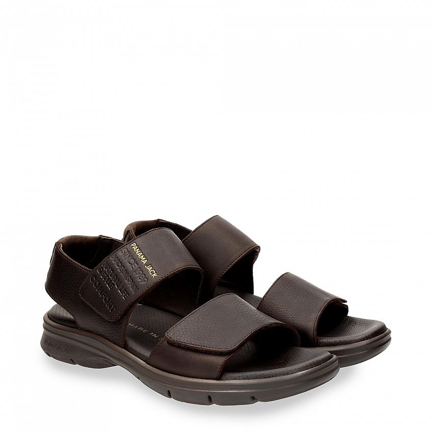 Rusell Brown Napa Grass, Men's sandals with Velcro Closure.