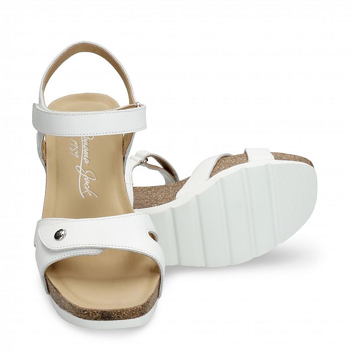 Ruth White Napa, Wedge sandals  White Napa Leather.