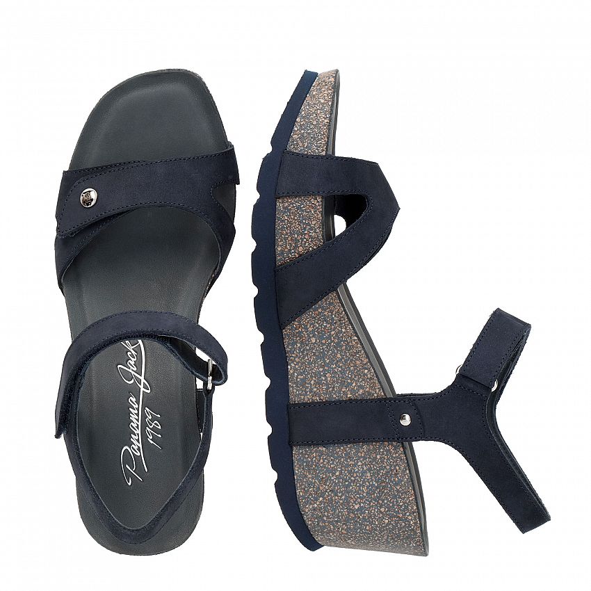 Ruth Navy blue Nobuck, Wedge sandals with Leather lining.