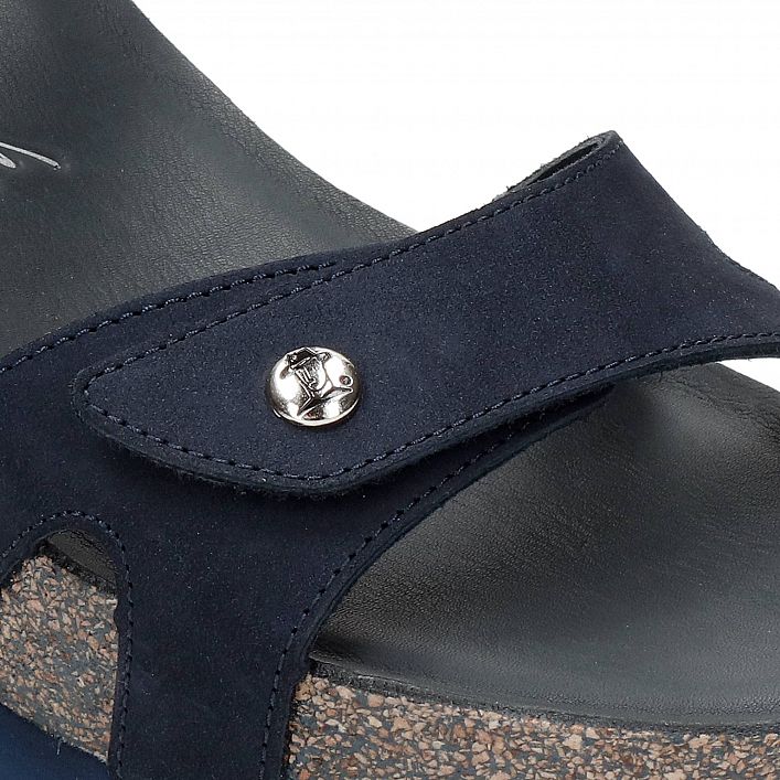 Ruth Navy blue Nobuck, Wedge sandals with Anatomical insole.