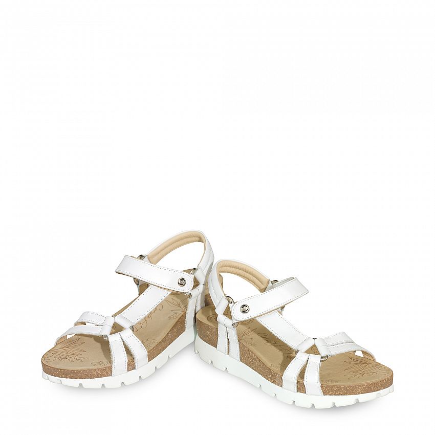 Sally Basics White Napa, Flat woman's sandals Made in Spain