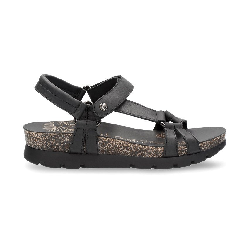 Sally Basics Zwart Nappa gras, Leren sandaal met een leren voering