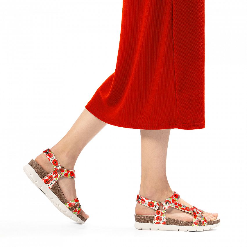 Sally Garden Red Napa, Flat woman's sandals