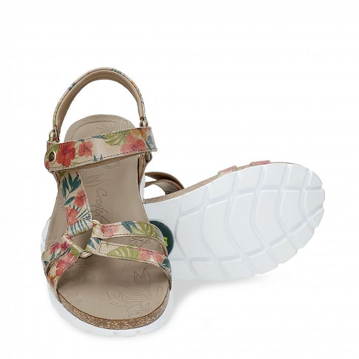 Sally Tropical Beige Napa, Flat woman's sandals  Nappa leather in rope colour.