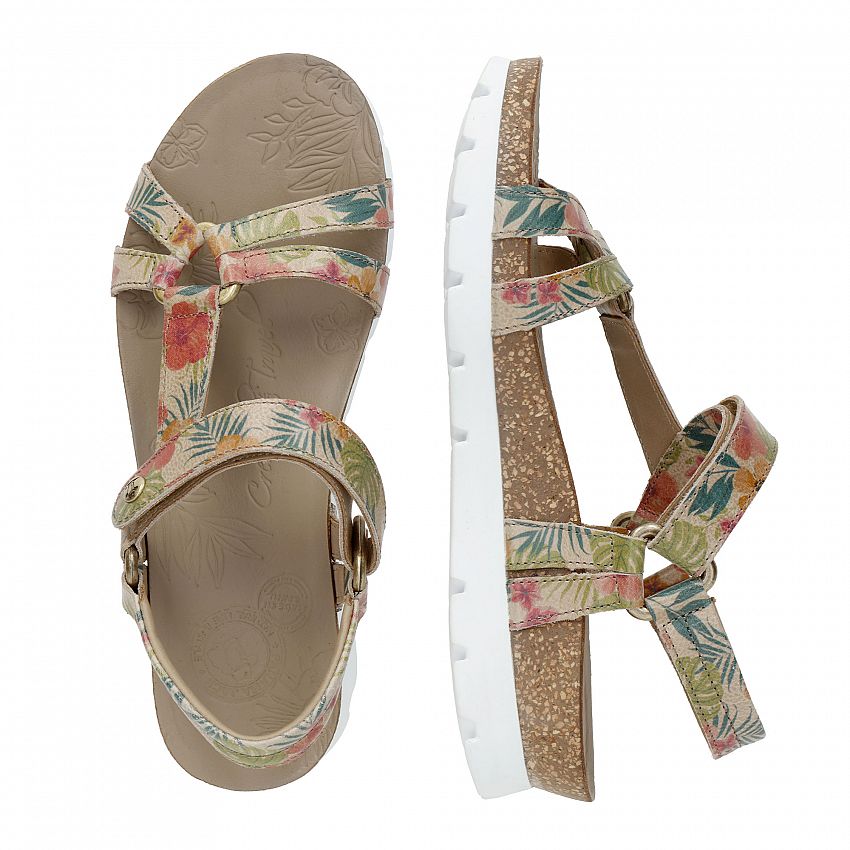 Sally Tropical Beige Napa, Flat woman's sandals with Leather lining.
