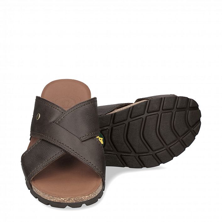 Salman Brown Napa Grass, Men's sandals  WATERPROOF Brown Oiled Napa Leather.