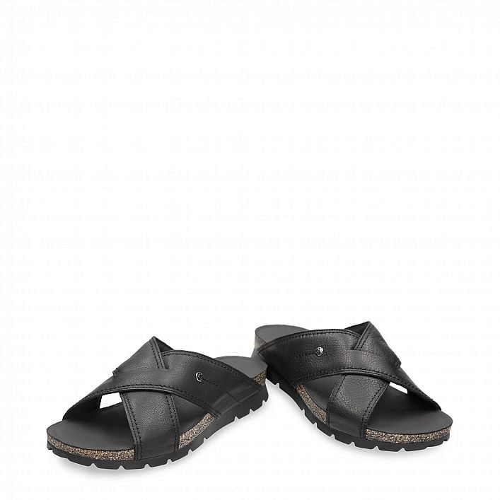 Salman Black Napa Grass, Men's sandals Made in Spain