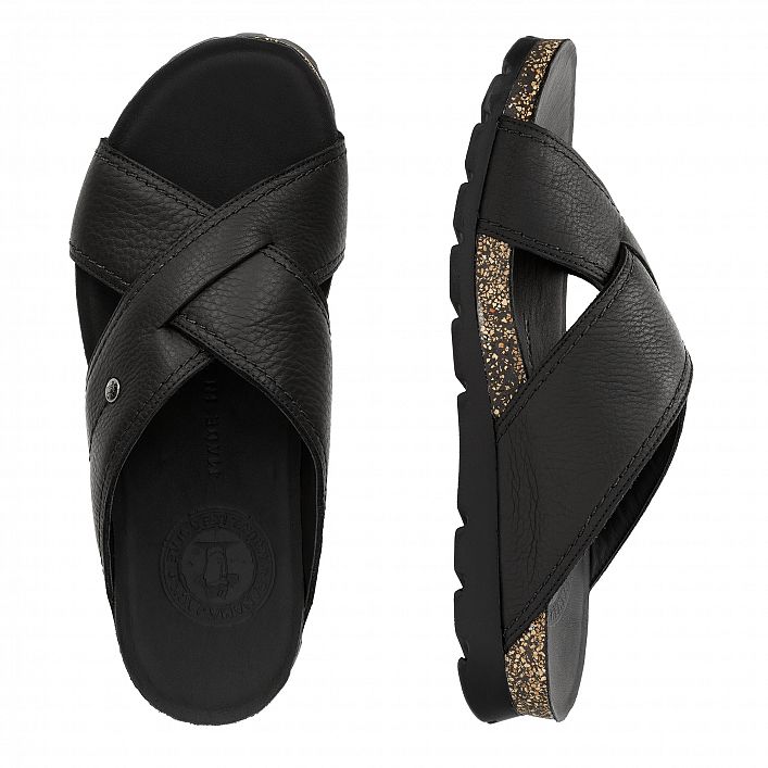 Salman Black Napa Grass, Men's sandals with Leather lining.