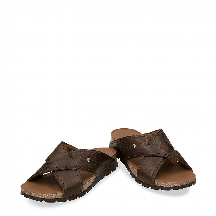 Salman Brown Napa Grass, Men's sandals Made in Spain