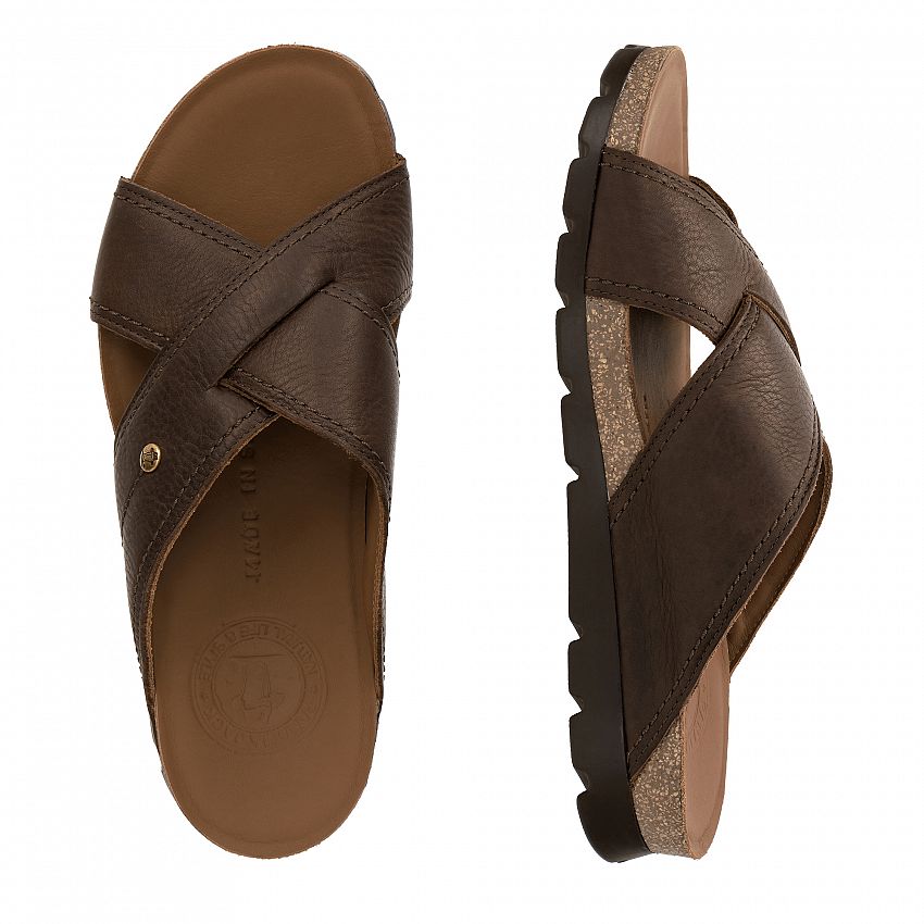 Salman Brown Napa Grass, Men's sandals with Leather lining.