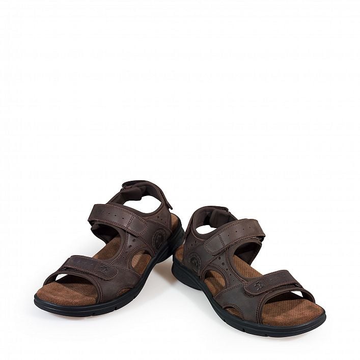 Salton Basics Brown Napa Grass, Men's sandals  Brown Oiled Napa Leather.
