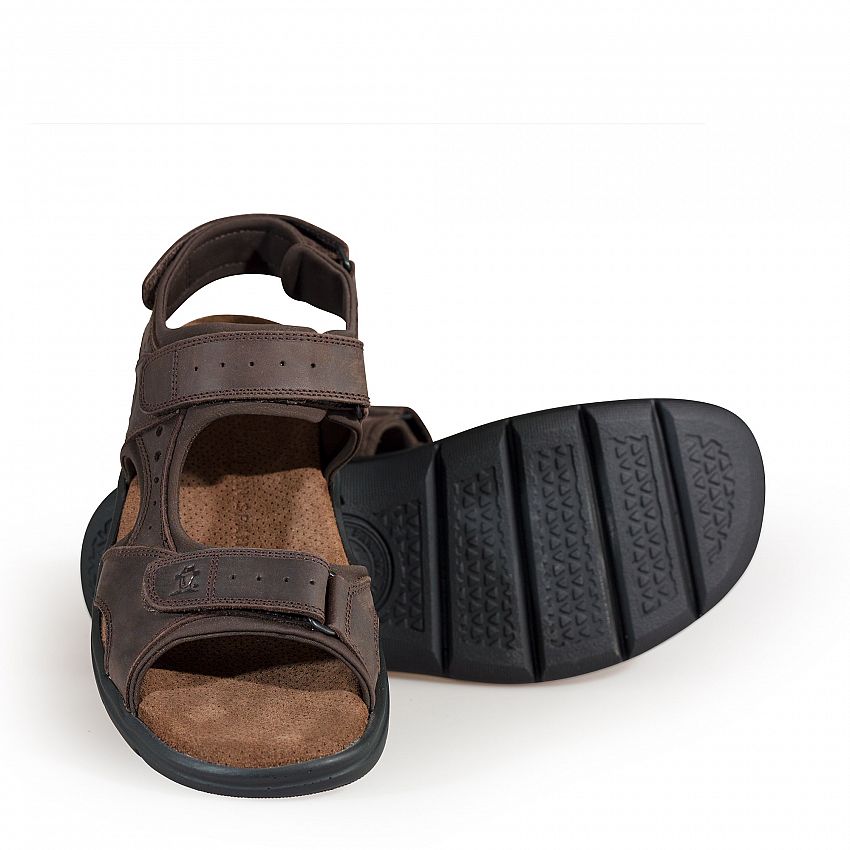 Salton Basics Brown Napa Grass, Men's sandals with Velcro Closure.