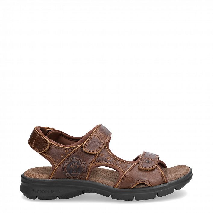 Salton Basics Brown Napa Grass, Man sandals in leather with lycra lining