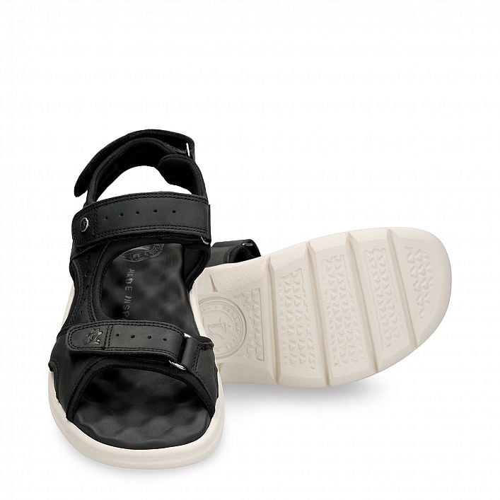 Salton Black Napa Grass, Men's sandals  Black Oiled Napa Leather.