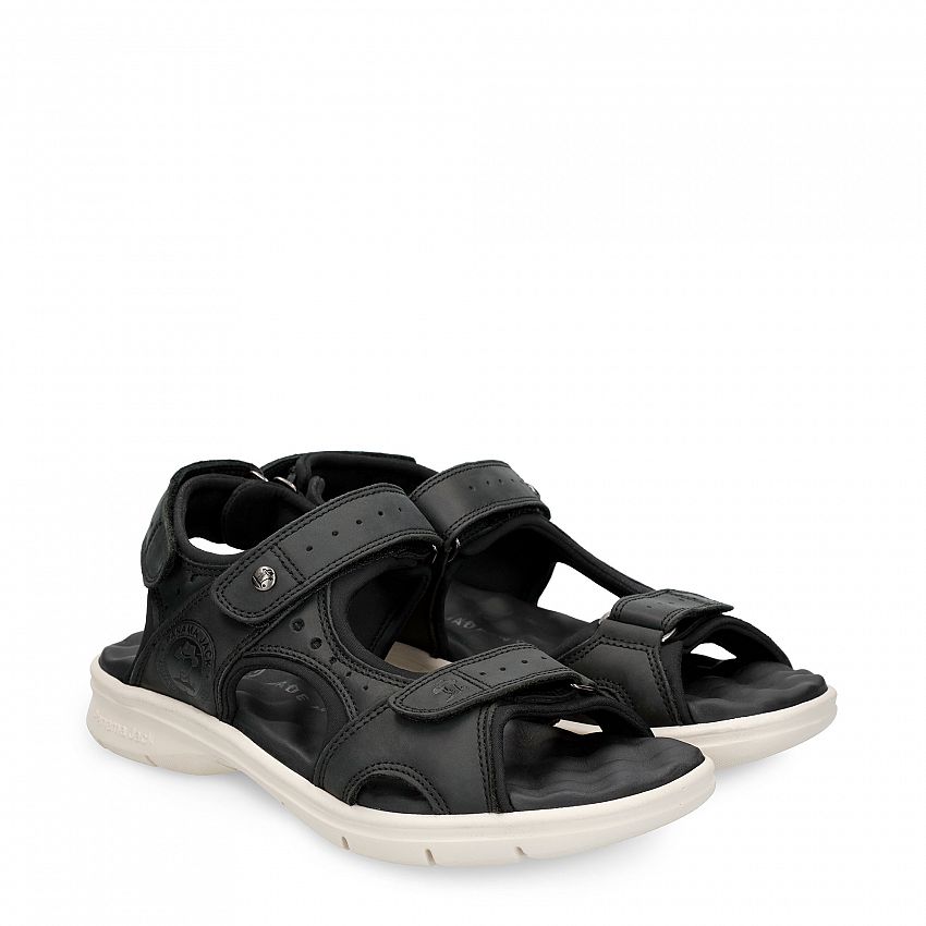 Salton Black Napa Grass, Men's sandals with Velcro Closure.