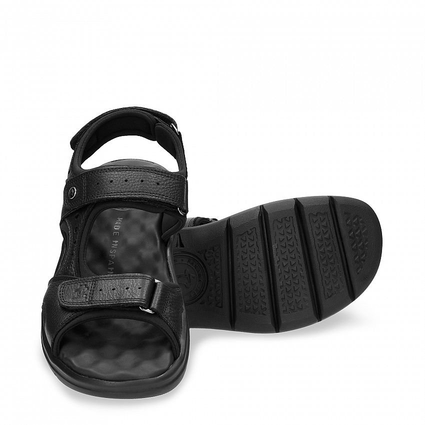 Salton Black Napa Grass, Men's sandals  WATERPROOF Black Oiled Napa Leather.